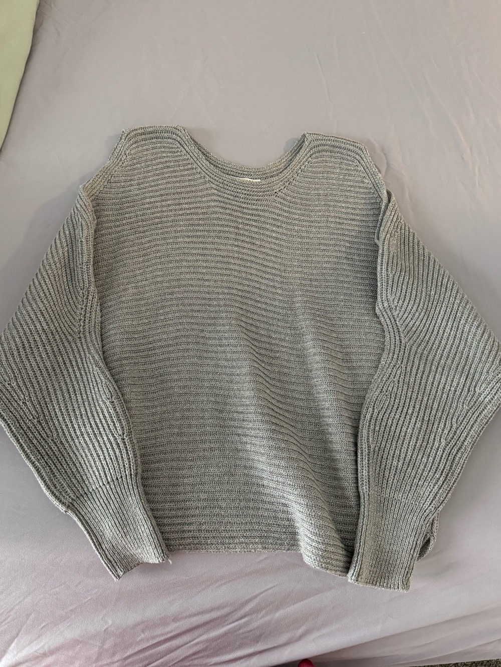 Light Gray Ribbed Knit Sweater